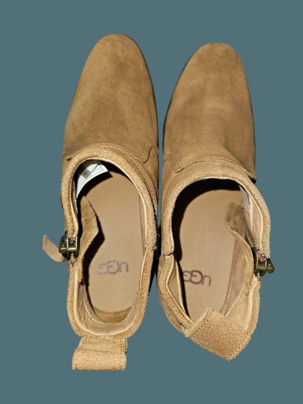 Ugg Upper Suede Side Zip Aureo Ankle Booties Women Size 6.5 - Picture 9 of 10